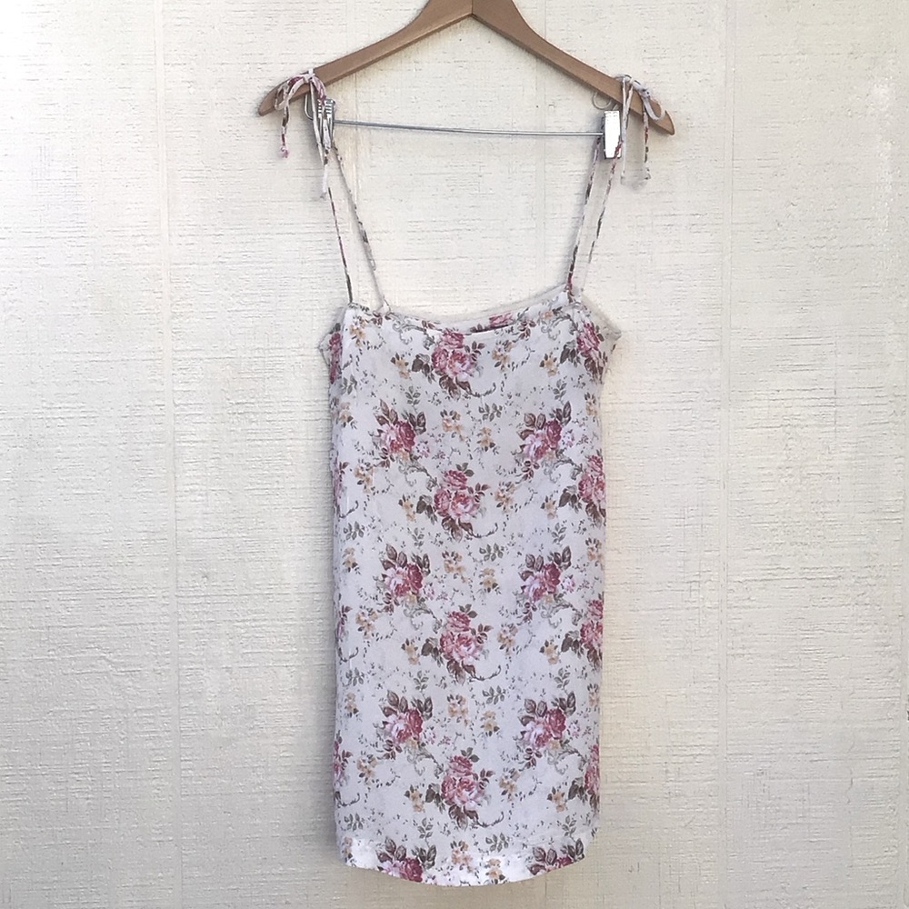 Reformation Floral Spaghetti Strap tunic blouse top mini Dress